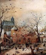 Hendrick Avercamp Winter Landscape with Skaters oil painting reproduction
